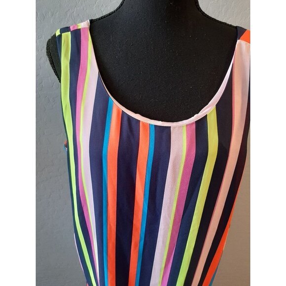 Project Runaway Multi-Colored Striped High Low Maxi Dress Size XL Casual Boho - Picture 2 of 9